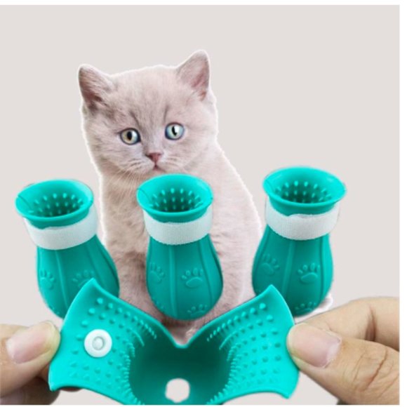 Scratch Cat Shoes, Pet Grooming Supplies Cat Protector, Blue - Picture 1 of 2